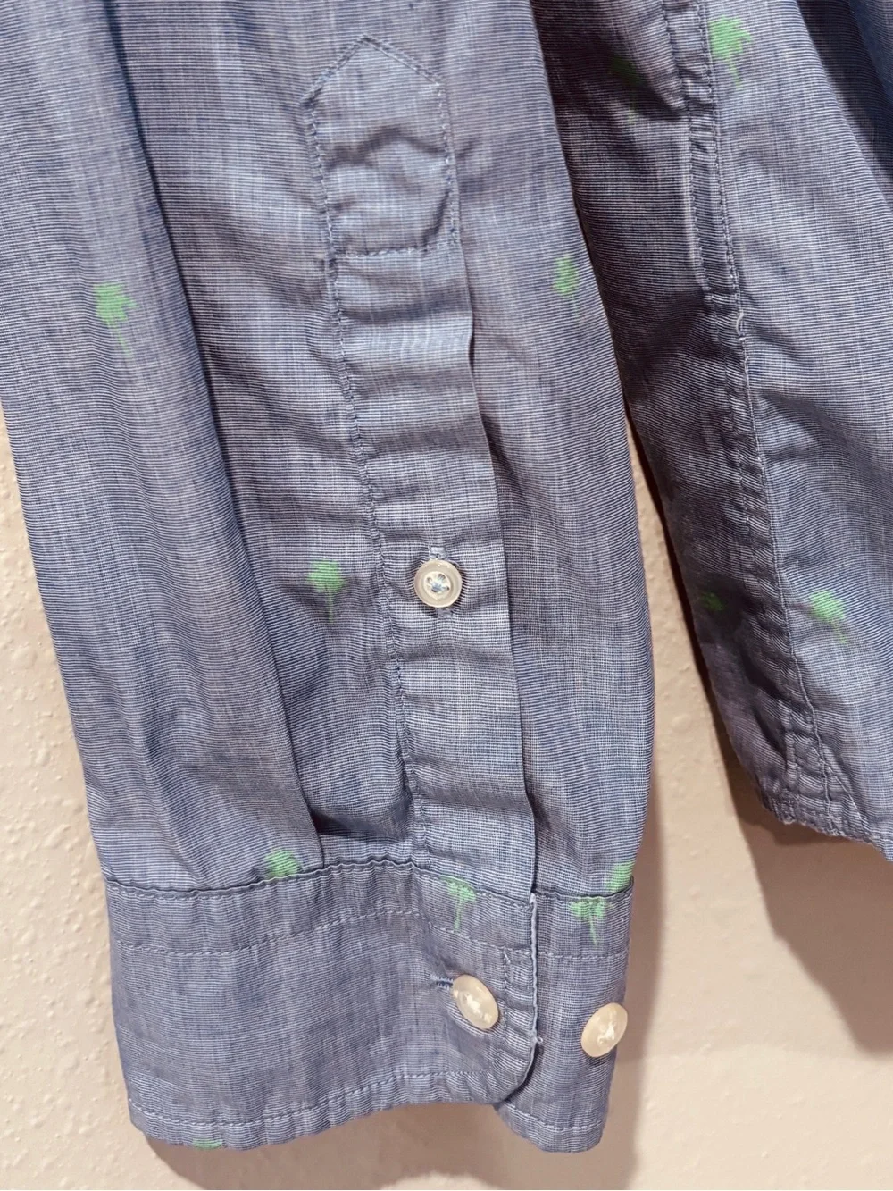 Banana Republic Blue Button Down Shirt Tropical Summer Vacation Luxe Poplin